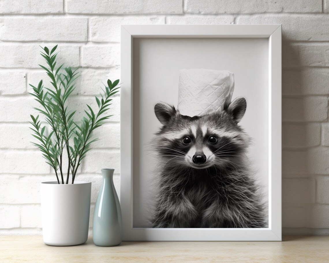Raccoon Poster, Animal Bathroom Wall Art Print - Image 3