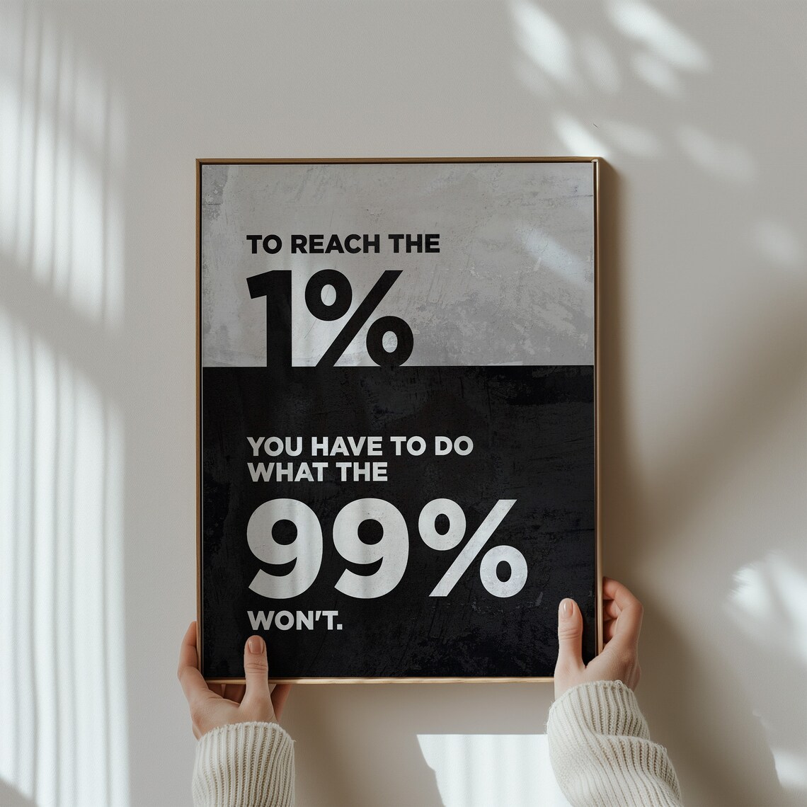 To Reach The One Percent Bold Black White Motivational Quote Poster - Image 2