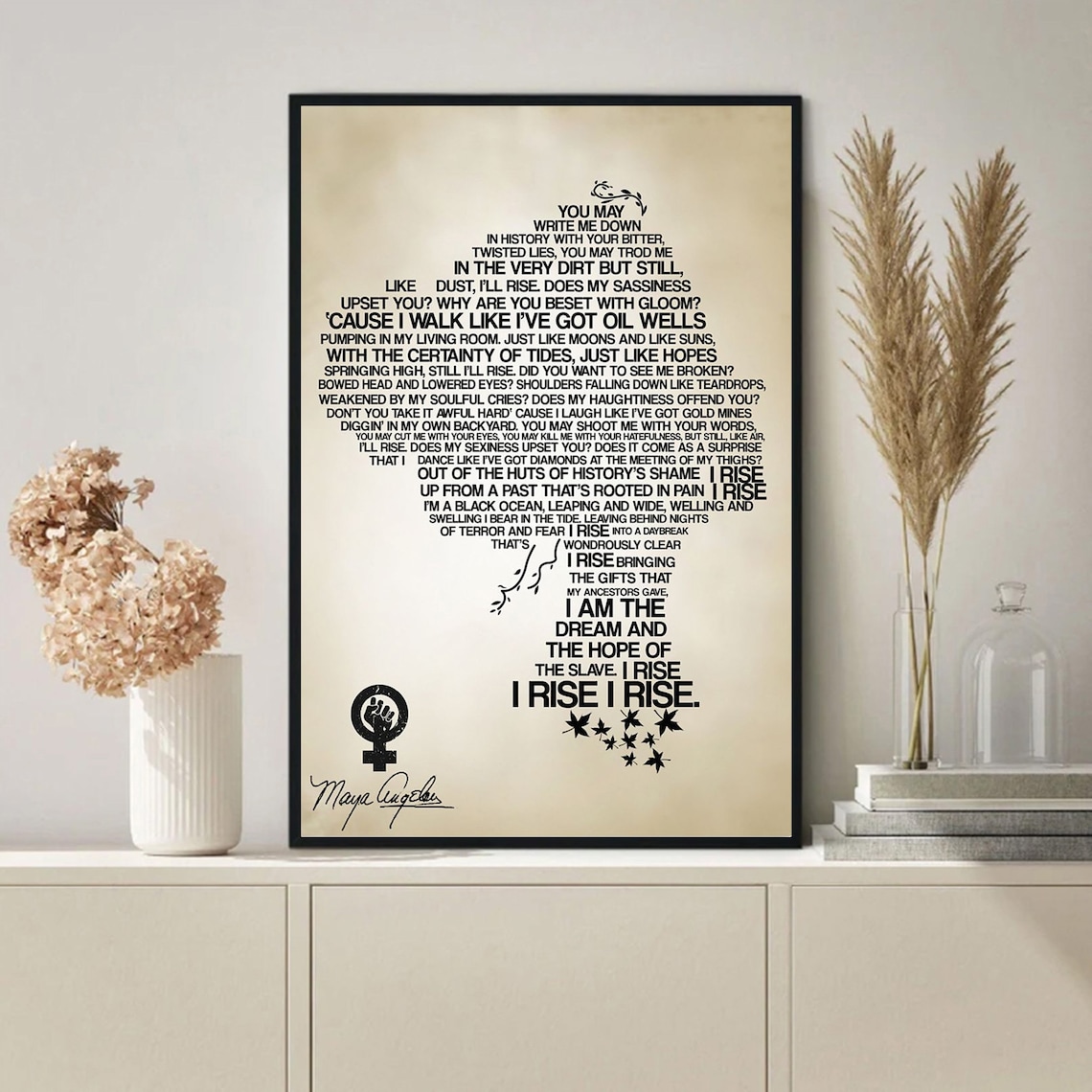 Maya Angelou Still I Rise Poem Inspirational Word Art Poster - Image 2