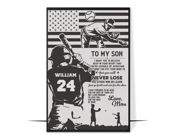 Baseball To My Son Love Mom Vintage Knowledge Decor Baseball Wall Art Baseball Art Baseball Decor Baseball Gifts