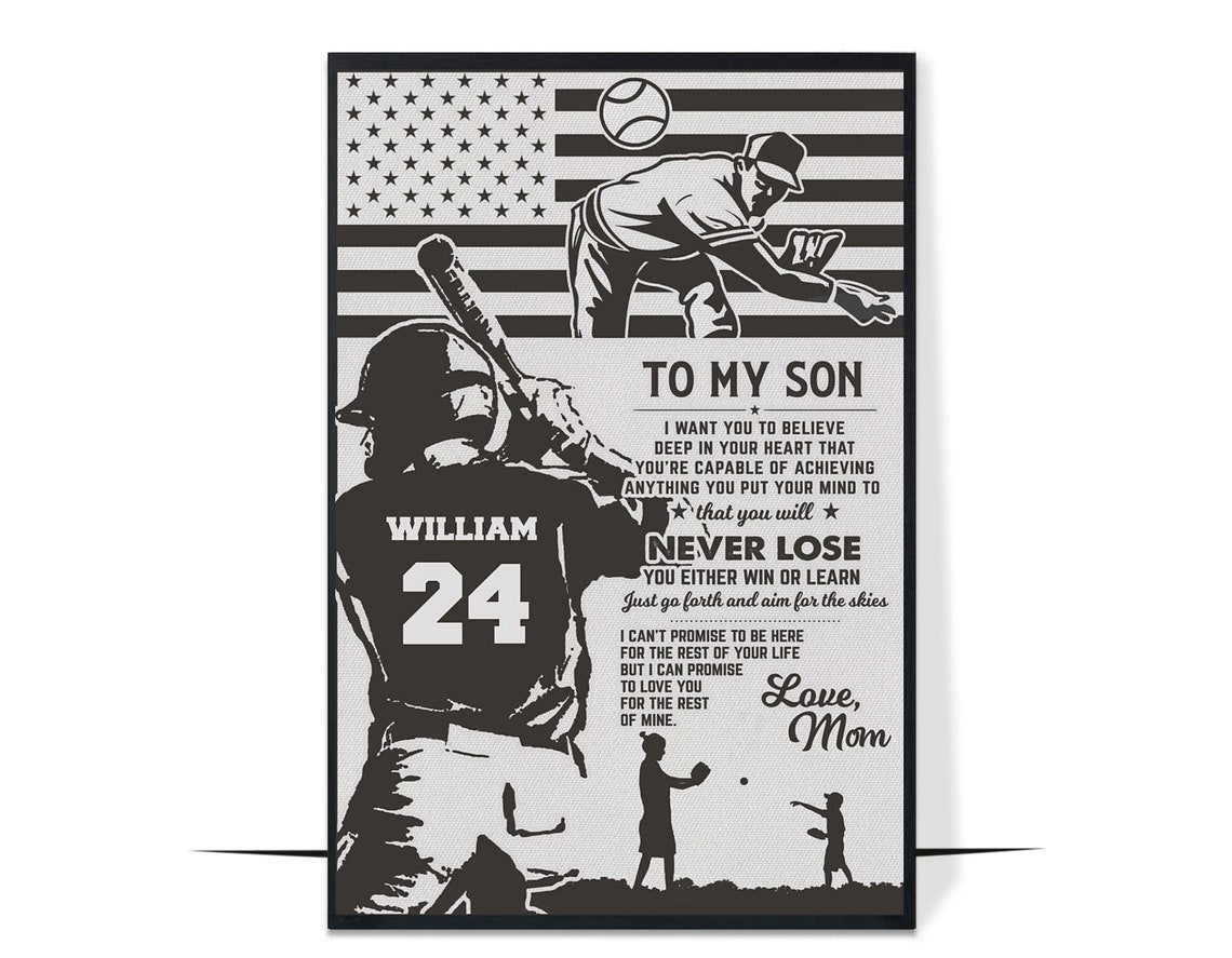 To My Son Baseball Never Lose Love From Mom Sports Poster Art