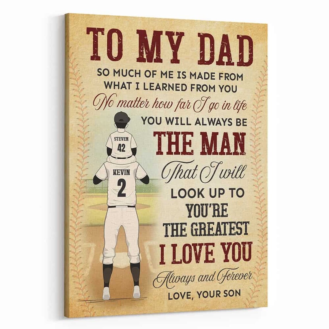 To My Dad Baseball Player 'The Man I Look Up To' Sports Poster - Image 3