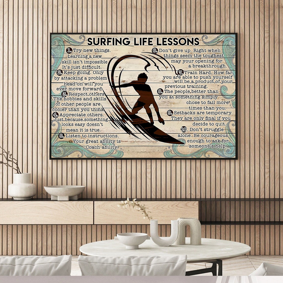 Surfring Life Lessons, Vintage Poster - Image 4