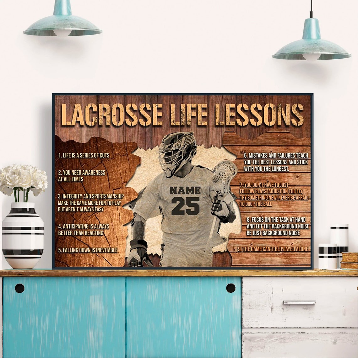 Personalized Lacrosse Life Lessons Poster Lacrosse Lover Gift Gift For Son Vintage Lacrosse Gift For Lacrosse Player Lacrosse Poster - Image 2