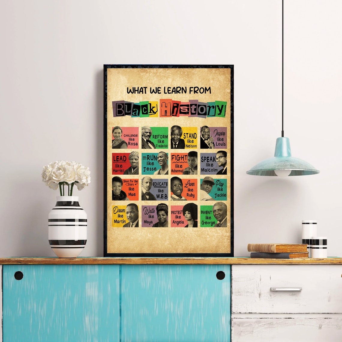 What We Learn From Black History Heroes Grid Educational Poster - Image 4