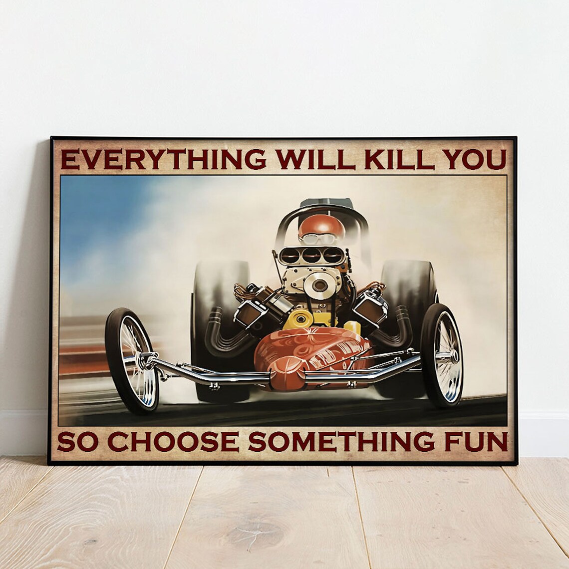 Vintage Red Drag Car, Drag Racing Poster - Image 4