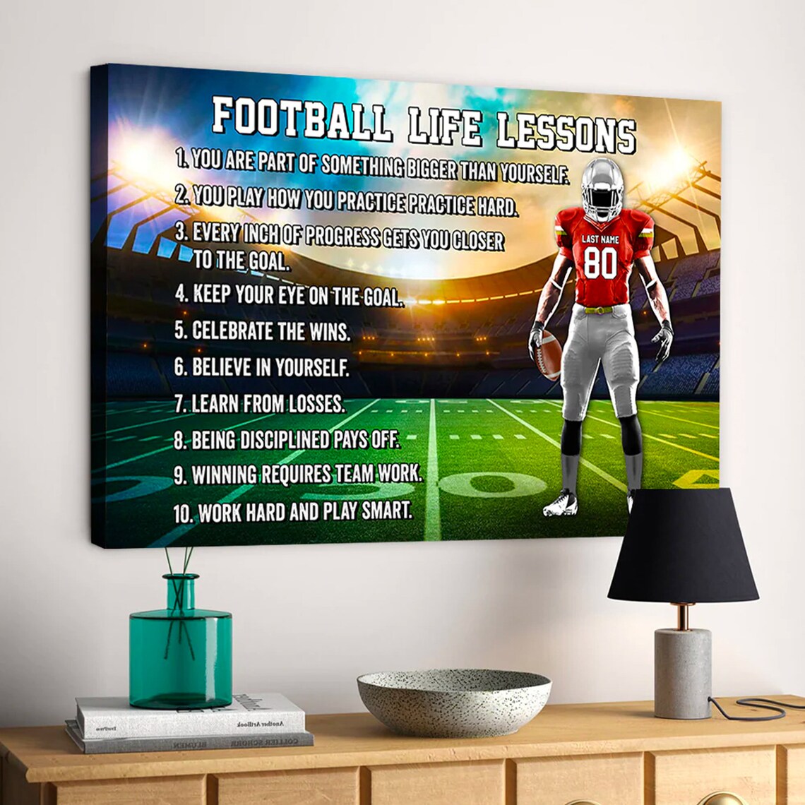 Football Life Lessons Personalized Poster, Custom Name - Image 3