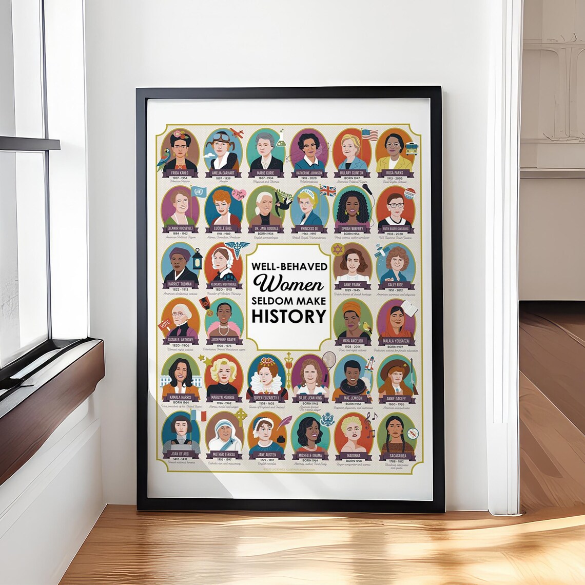 Well Behaved Women Rarely Make History Inspirational Quote Poster - Image 2