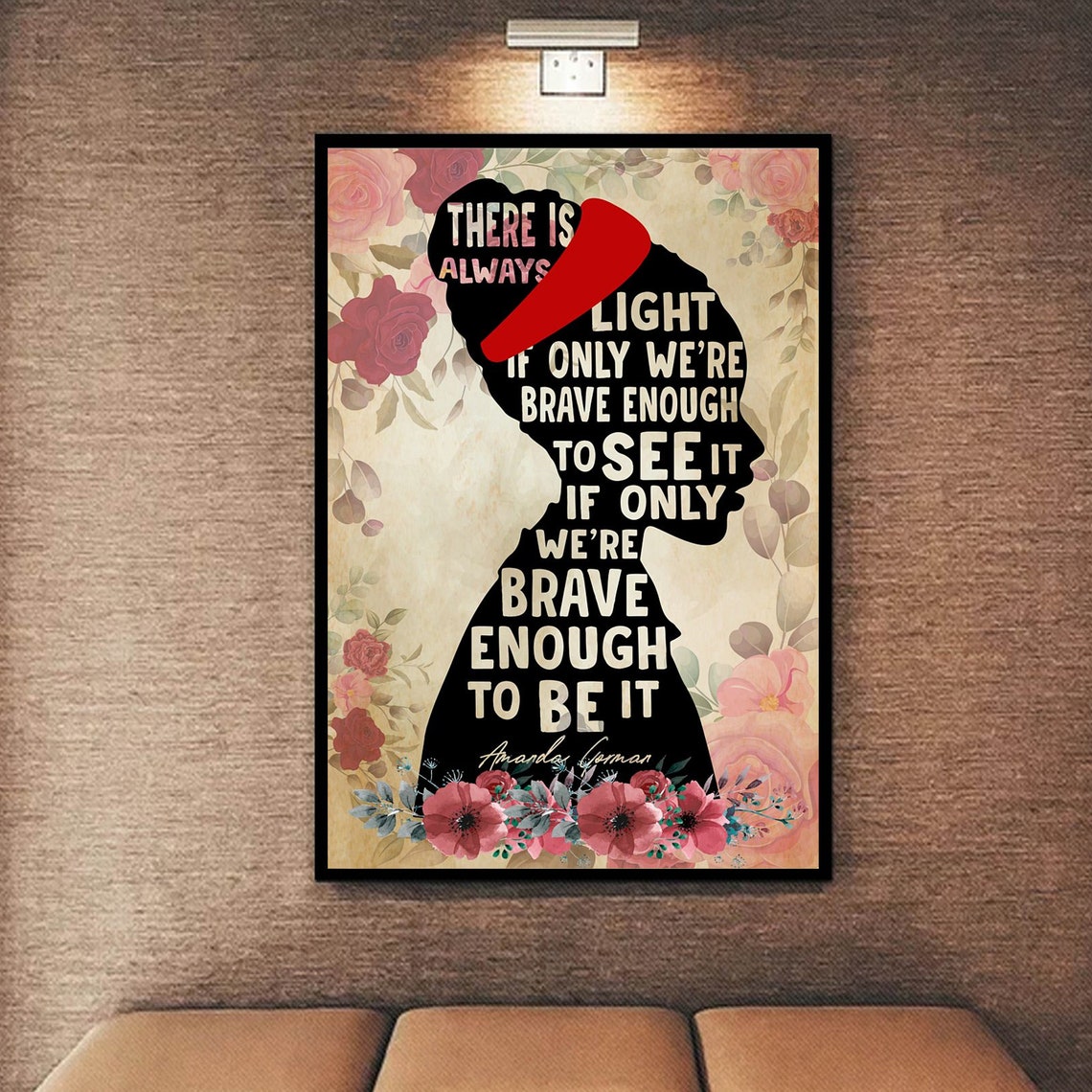 Amanda Gorman The Hill We Climb Quote Silhouette Floral Poster - Image 3