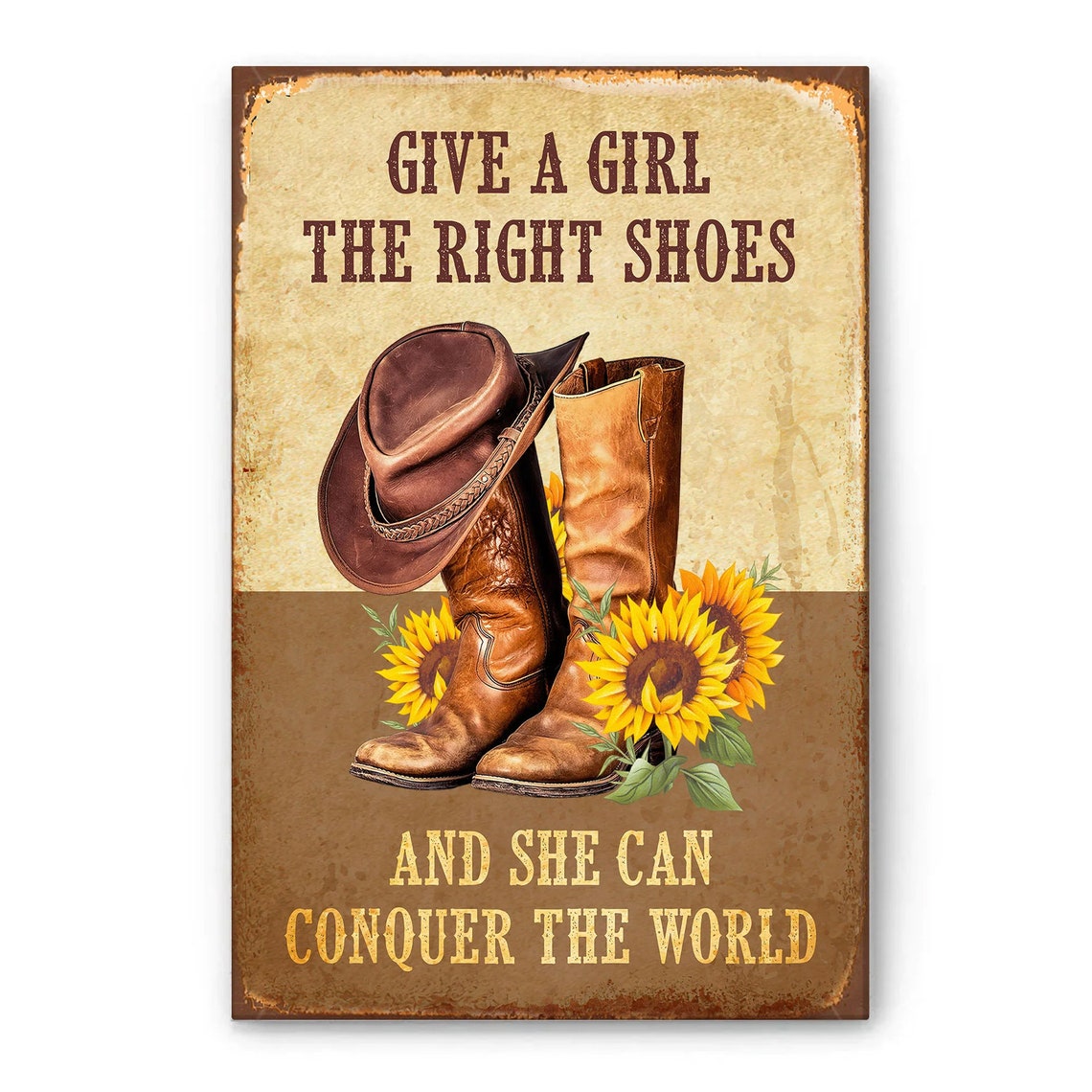 Cowgirl Poster She Can Conquer The World Country Western Southern Wall Art Home Decor For Cowgirl Wife Women - Image 4