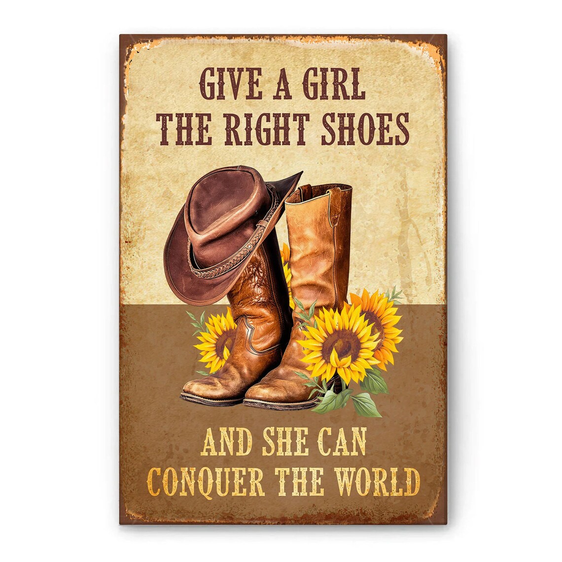 Give A Girl The Right Shoes Western Boots Cowgirl Gift Poster - Image 4