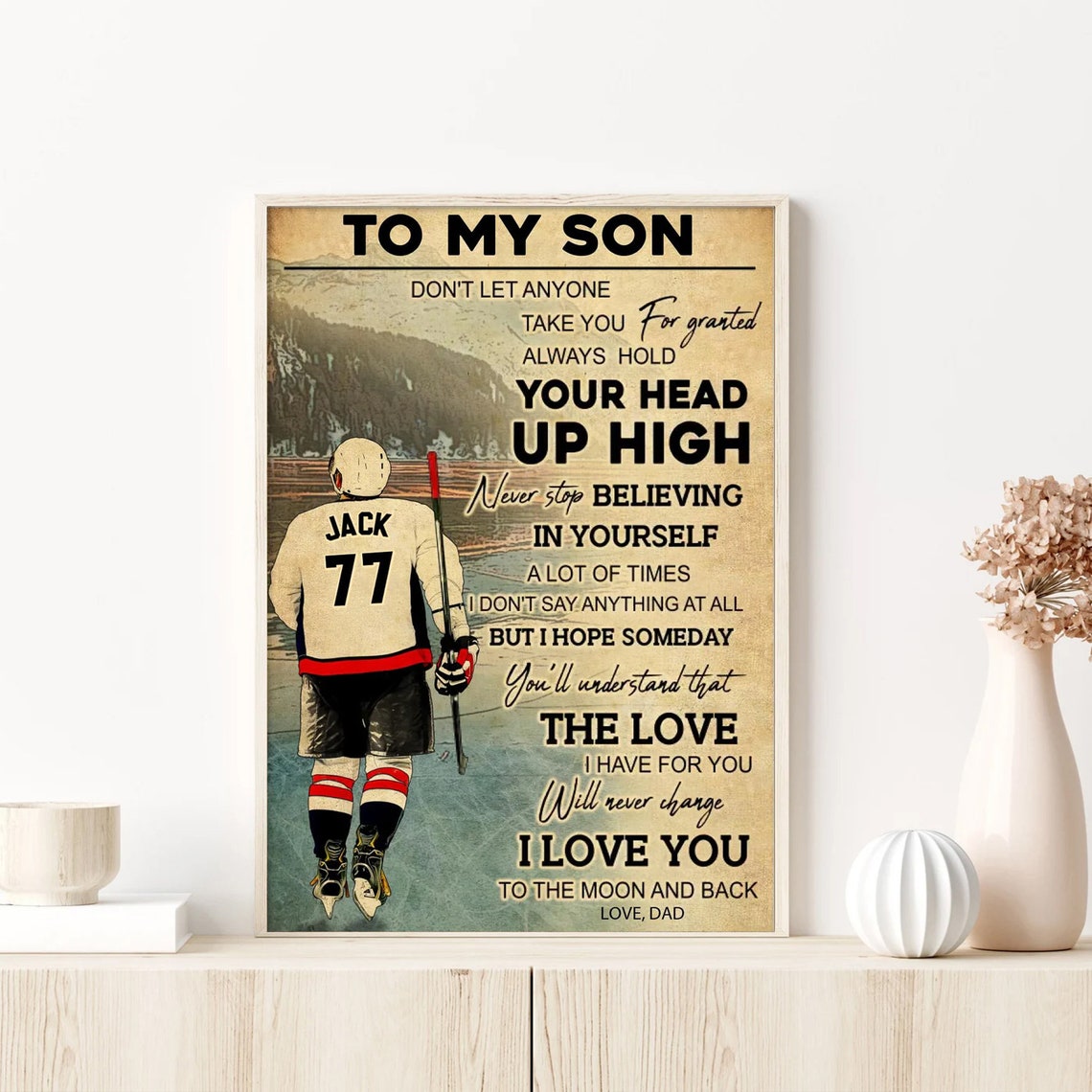 Personalized Ice Hockey Poster Hockey Gifts Gifts For Hockey Players Sport Gifts For Son - Image 3