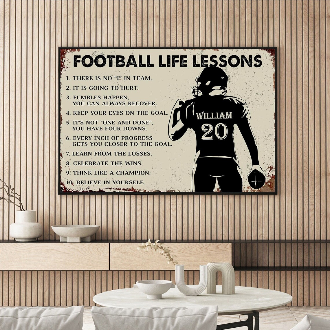 Football Life Lessons Personalized Player Jersey Gift Poster - Image 3