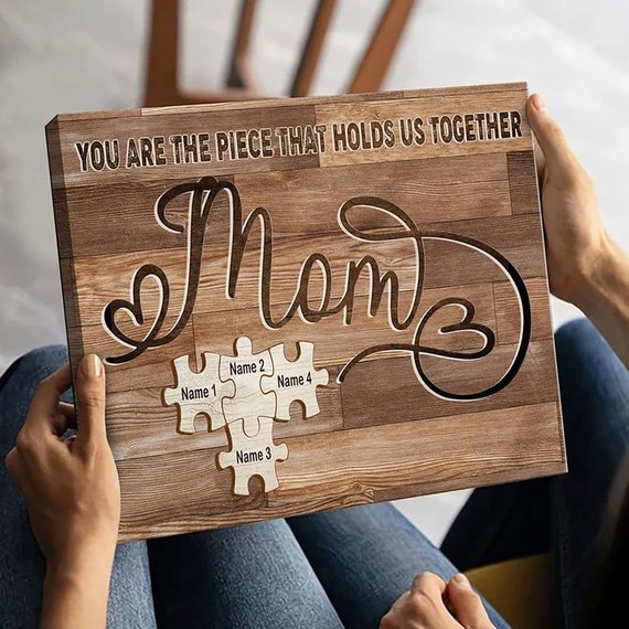 Personalized Puzzle Mom Mothers Day Gift Last Minute Mom Is The Piece That Holds Us Together Wall Art Gifts For Mom