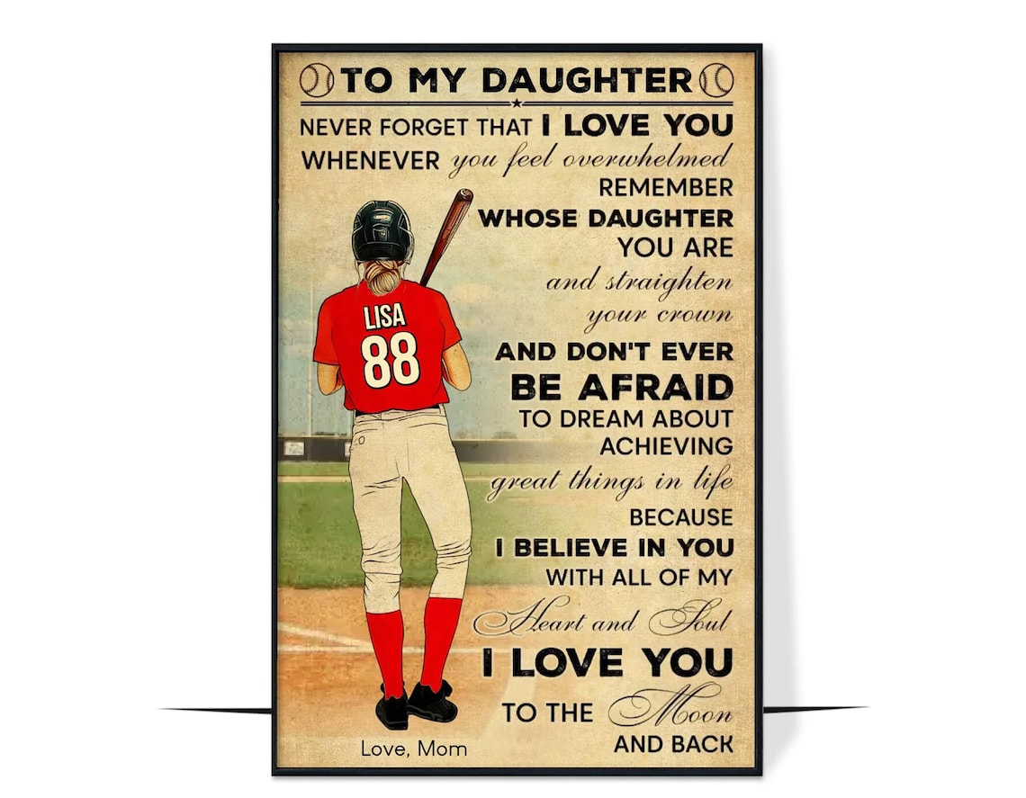 Personalized Softball Poster, Gift for Softball Players