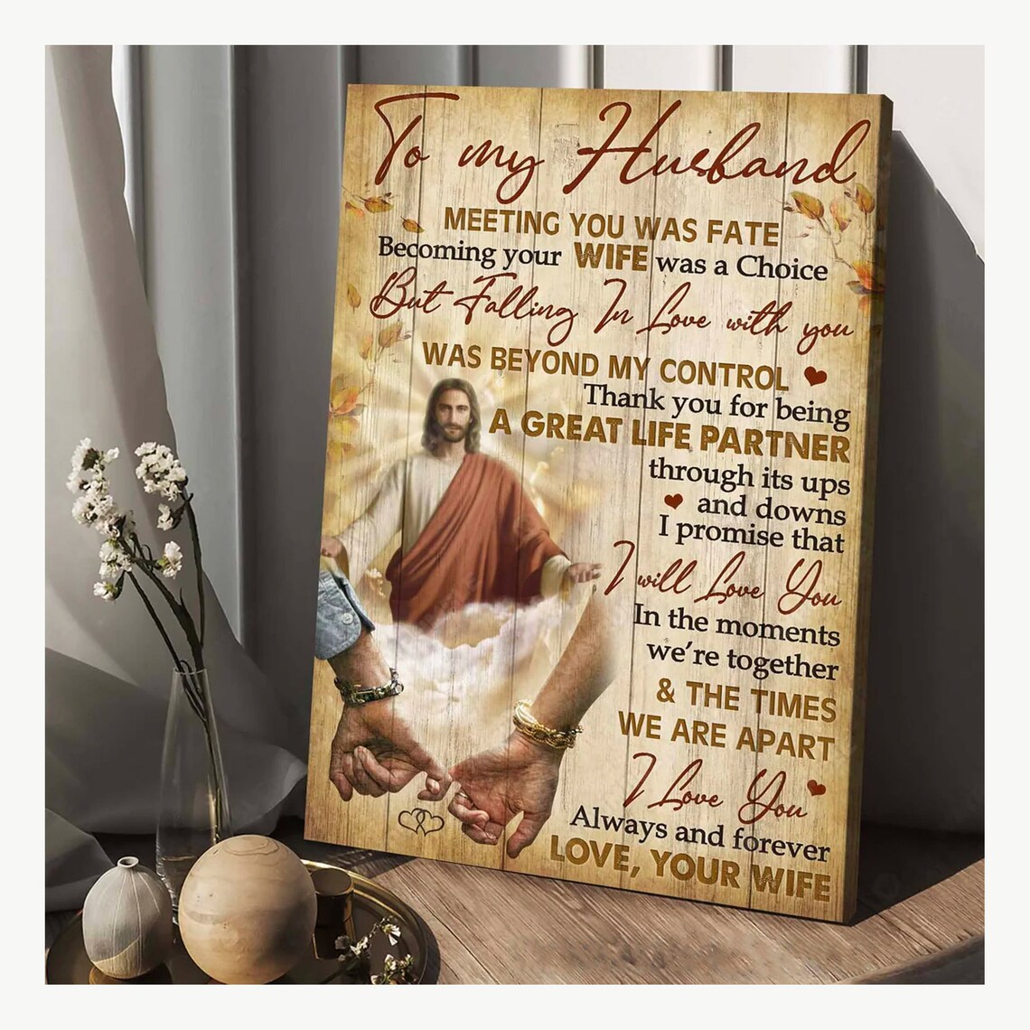 To My Husband Meeting You Was Fate Jesus and Hands Love Poster - Image 4