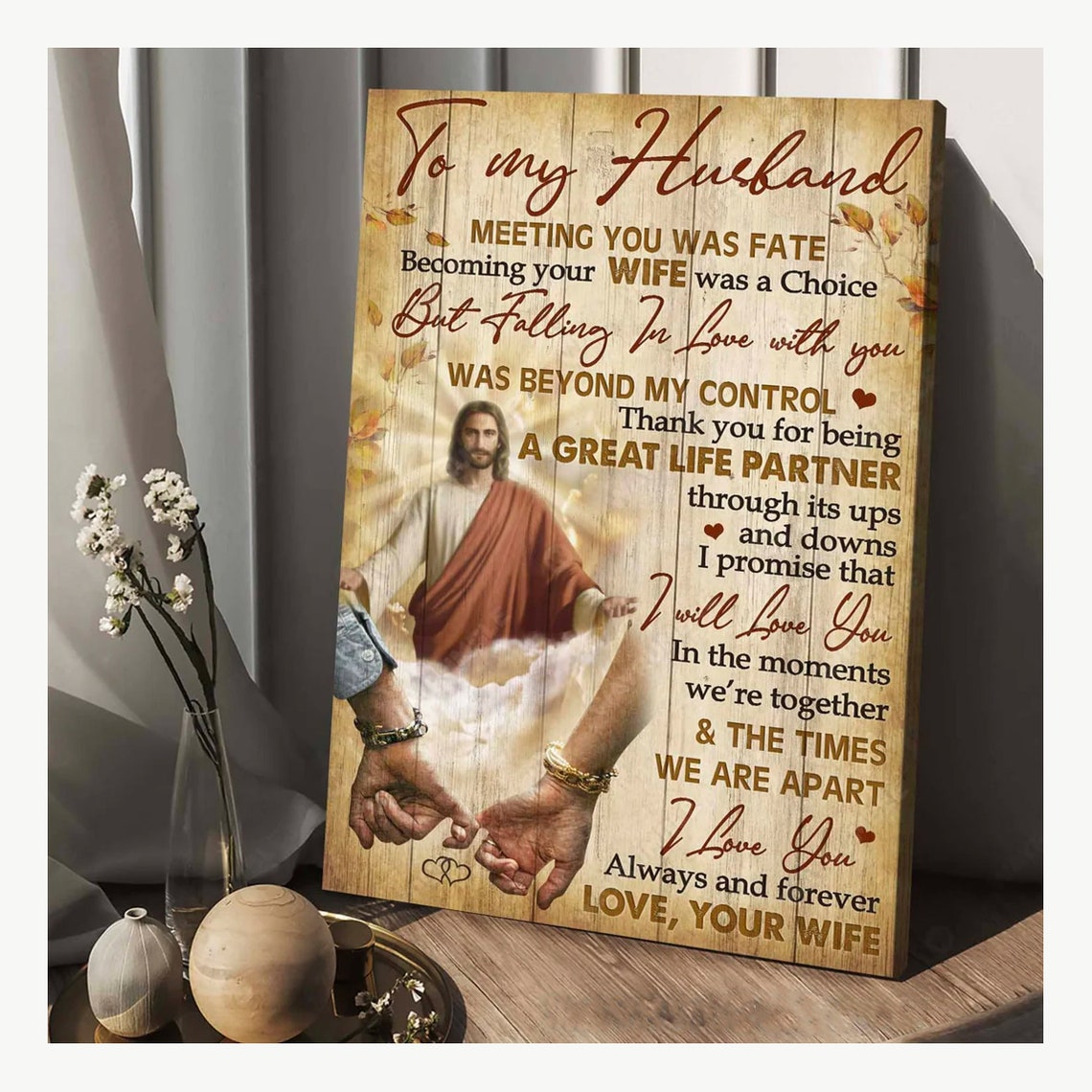 To My Husband Meeting You Was Fate Poster Jesus Painting Family Portrait Prints Home Decor Wall Art Wedding Poster Family - Image 4