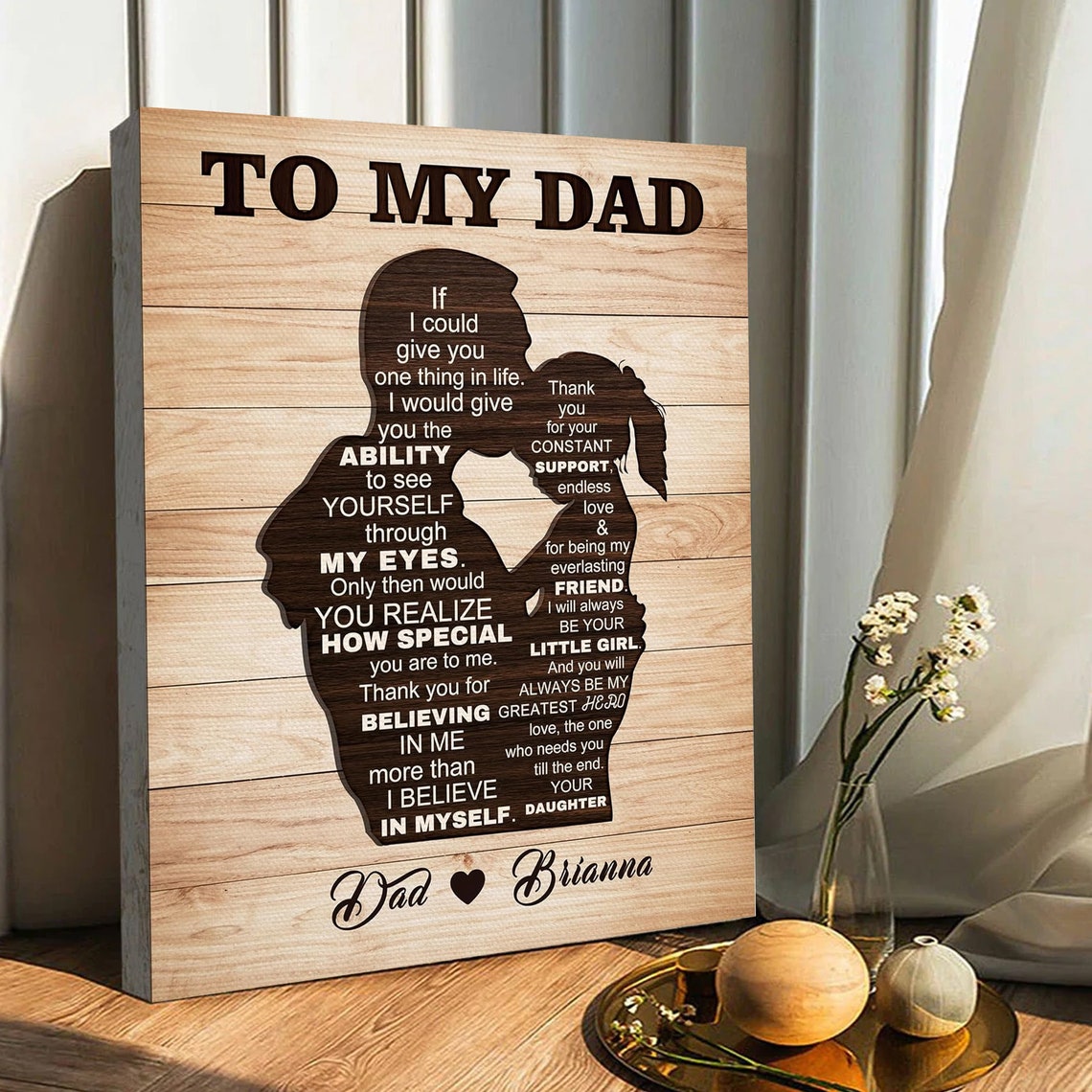 To My Dad Daughter Silhouette Love You Father Gift Wall Poster
