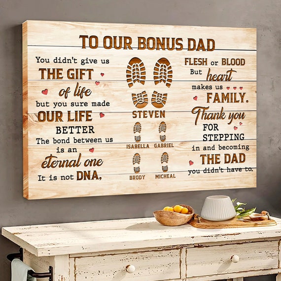 Thank You For Stepping In Personalized Step Up Dad Fathers Day Gift Family Daddy Day Gifts Wall Art