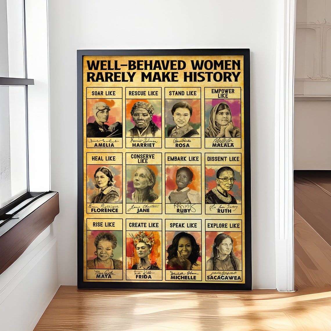 Well Behaved Women Rarely Make History Inspirational Women Poster