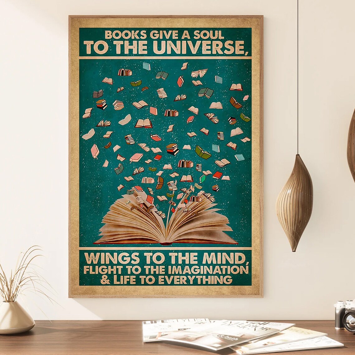 Books Give A Soul To The Universe Reading Enthusiasts Literary Poster - Image 2