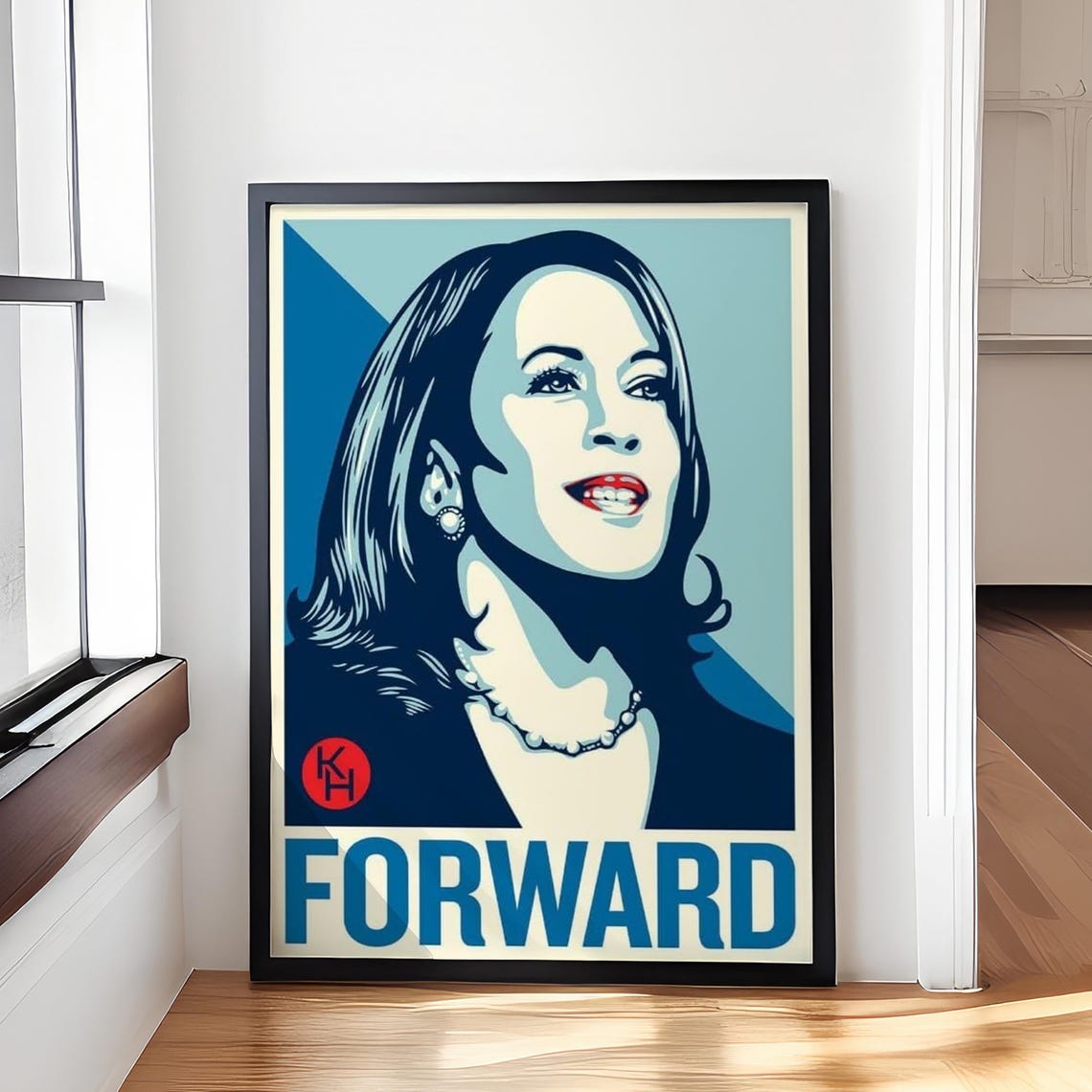 Kamala Harris Forward 2024 Campaign Blue Portrait Political Poster - Image 4