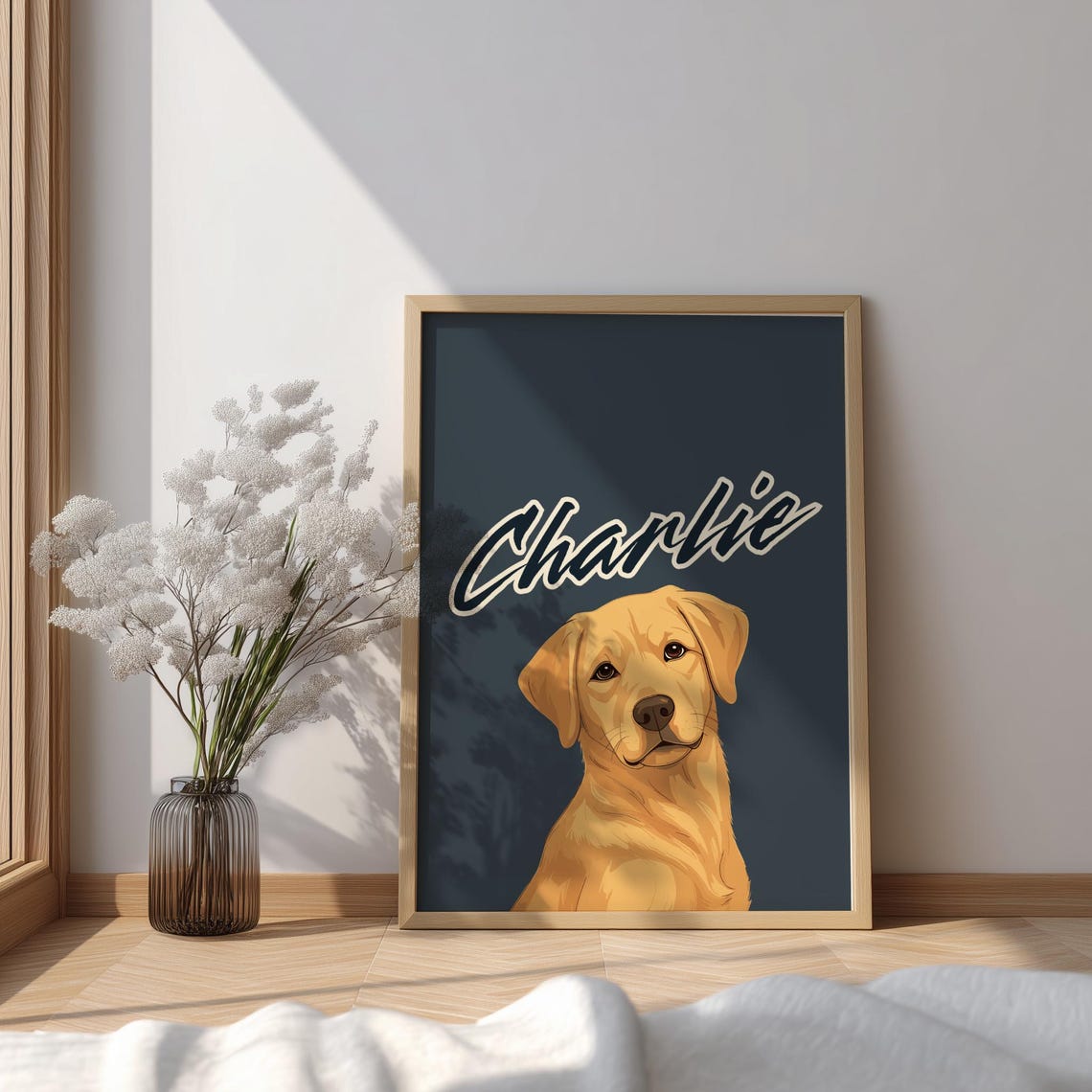 Custom Golden Labrador Dog Portrait Personalized Name Art Poster