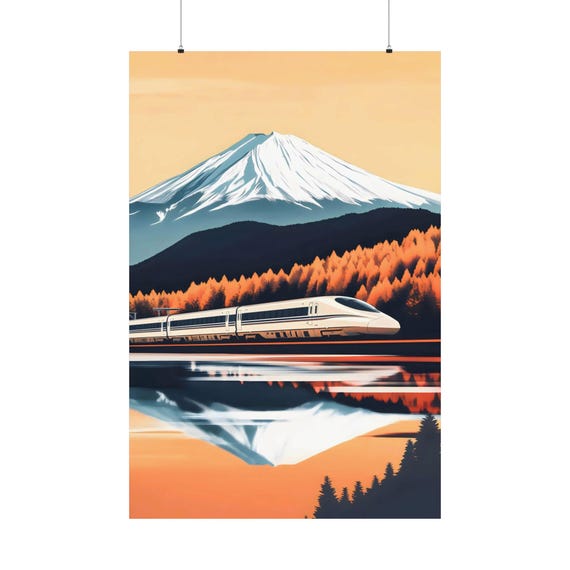 Shinkansen Travel Poster 2 Japanese Landscape Artwork Mt Fuji Home Decor Japandi Wall Art Japan Traveler Gift Oriental Wabi Sabi Decoration