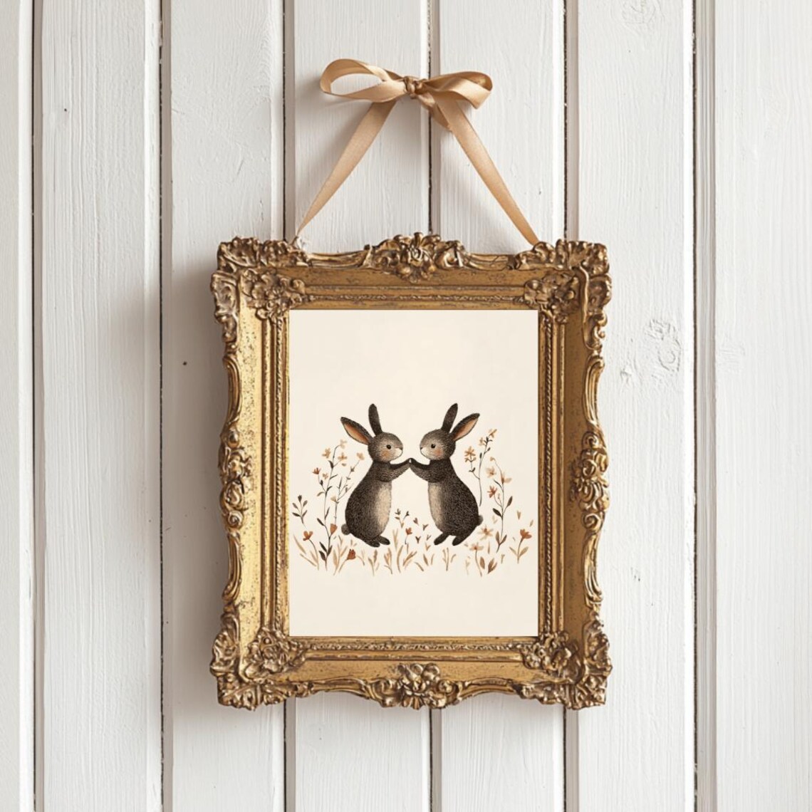 Spring Bunny Easter Decor, Coquette Easter Art - Image 3