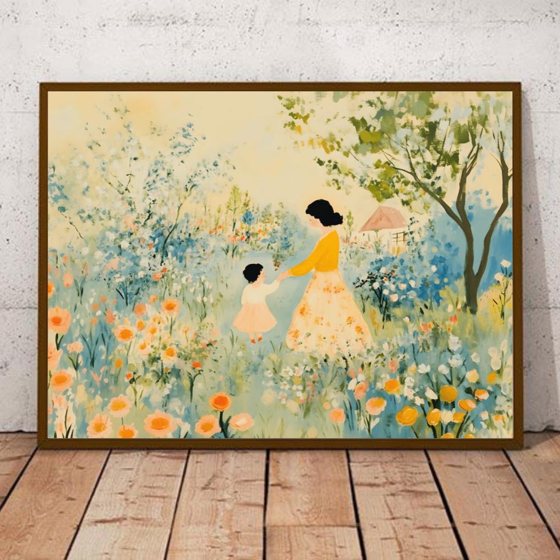 Motherhood Cottagecore Nursery Print Mother And Baby Trendy Nursery Wall Art Mothers Love Art Mothers Day Gift - Image 2