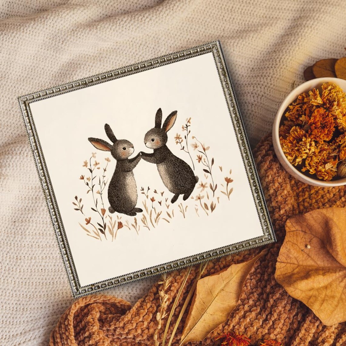 Spring Bunny Easter Decor, Coquette Easter Art - Image 4