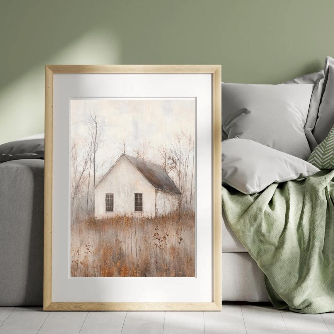 Autumn Tales White Cottage Meadow Fall Countryside Art Poster - Image 4