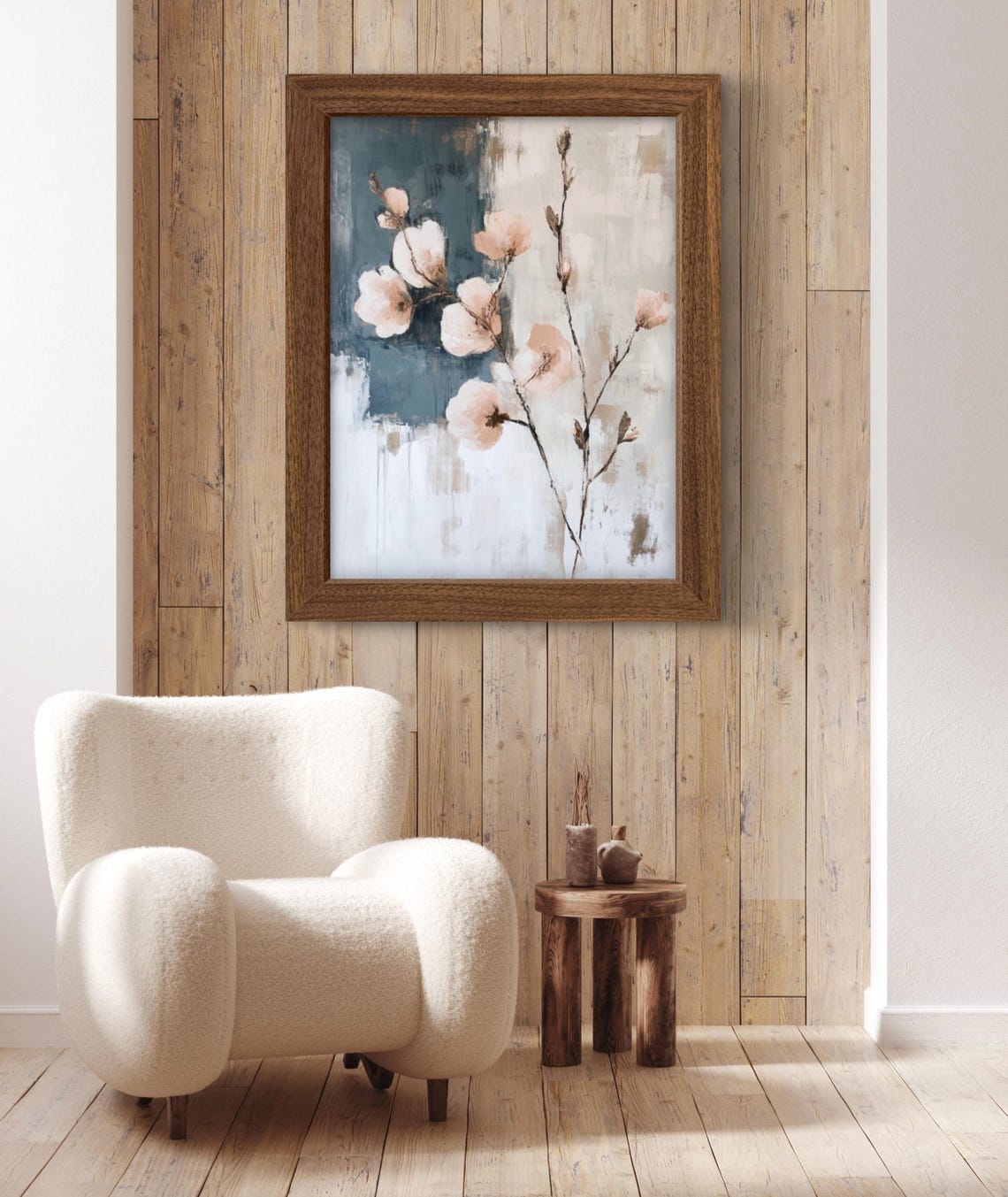 Cotton Branch Abstract Wabi Sabi Minimalist Floral Art Poster - Image 2