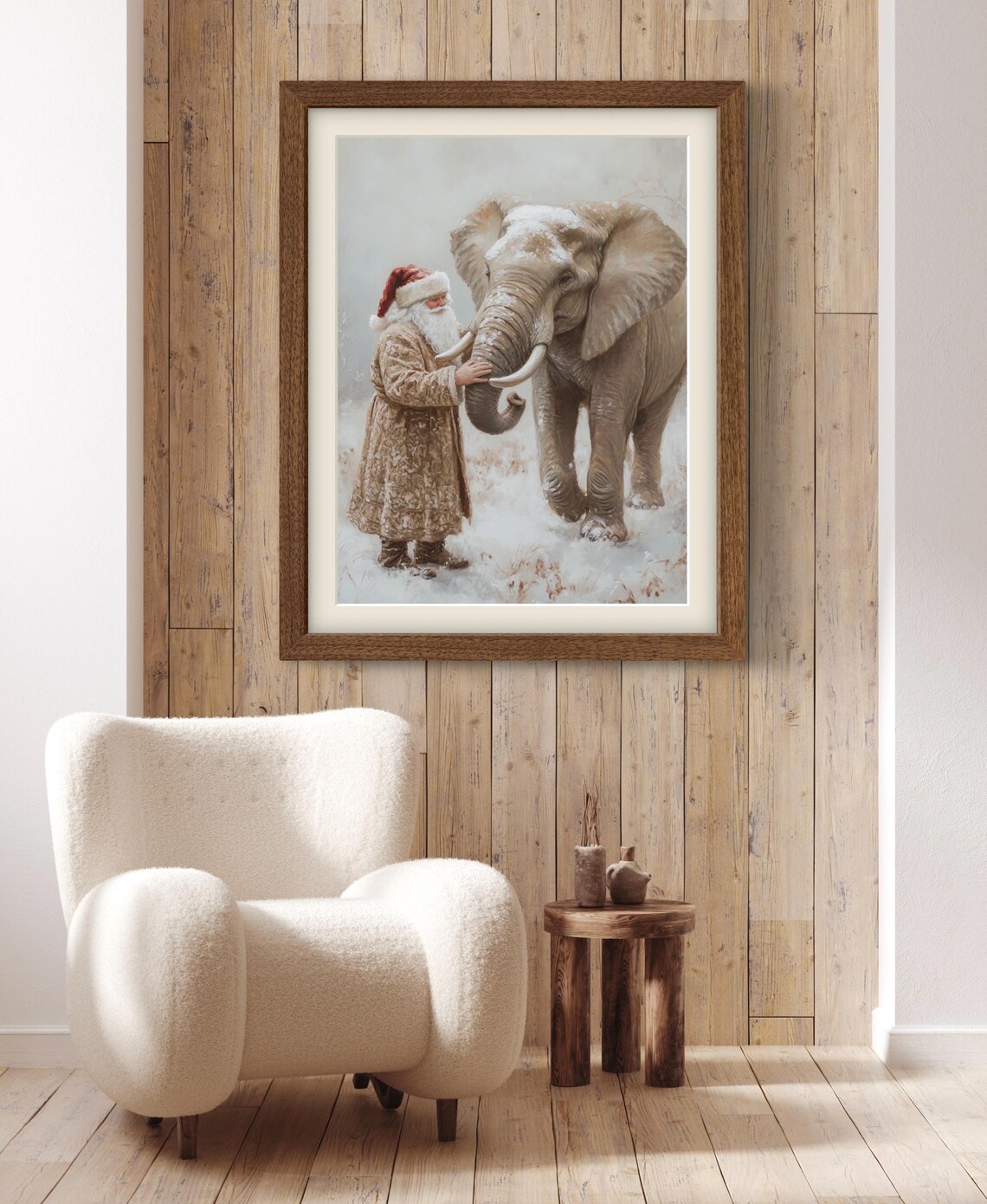 Santa And Elephant Reunion Christmas Art Print - Image 4