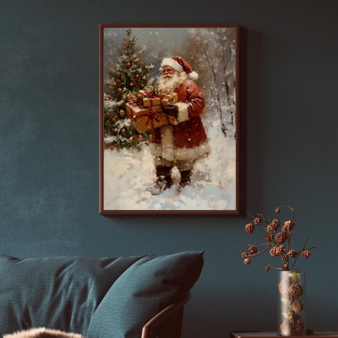 Vintage Santa Claus Art Print, Christmas Home Decor - Image 2
