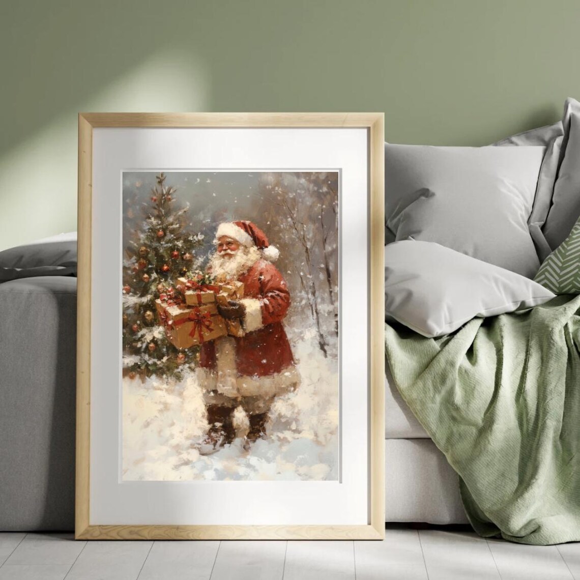 Vintage Santa Claus Art Print, Christmas Home Decor - Image 3