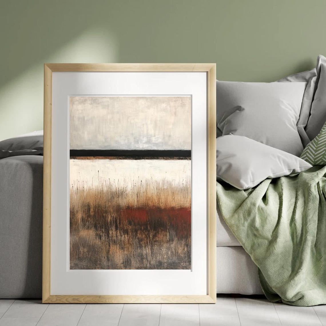 Abstract Fall Landscape Wabi Sabi Earth Tone Minimal Art Poster - Image 3
