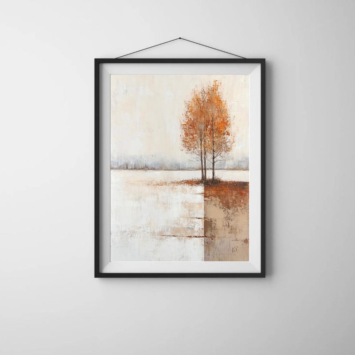 Minimalist Abstract Autumn Trees on White Field Modern Decor Wall Art - Image 4