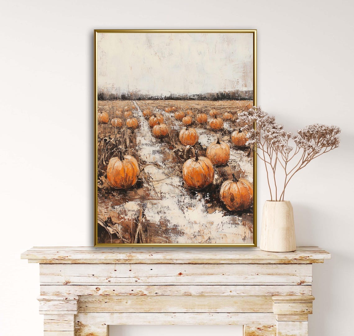 Autumn Tales Pumpkin Farm Rows Path Rustic Fall Harvest Poster - Image 3