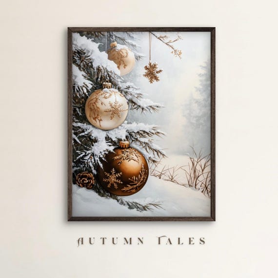 Pine Tree Christmas Art Print, Winter Forest Landscape