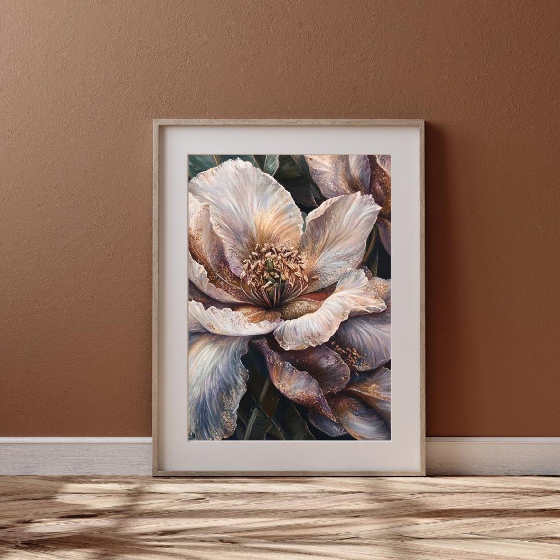 Ivory White Flower Close Up Moody Purple Hues Elegant Floral Poster - Image 6