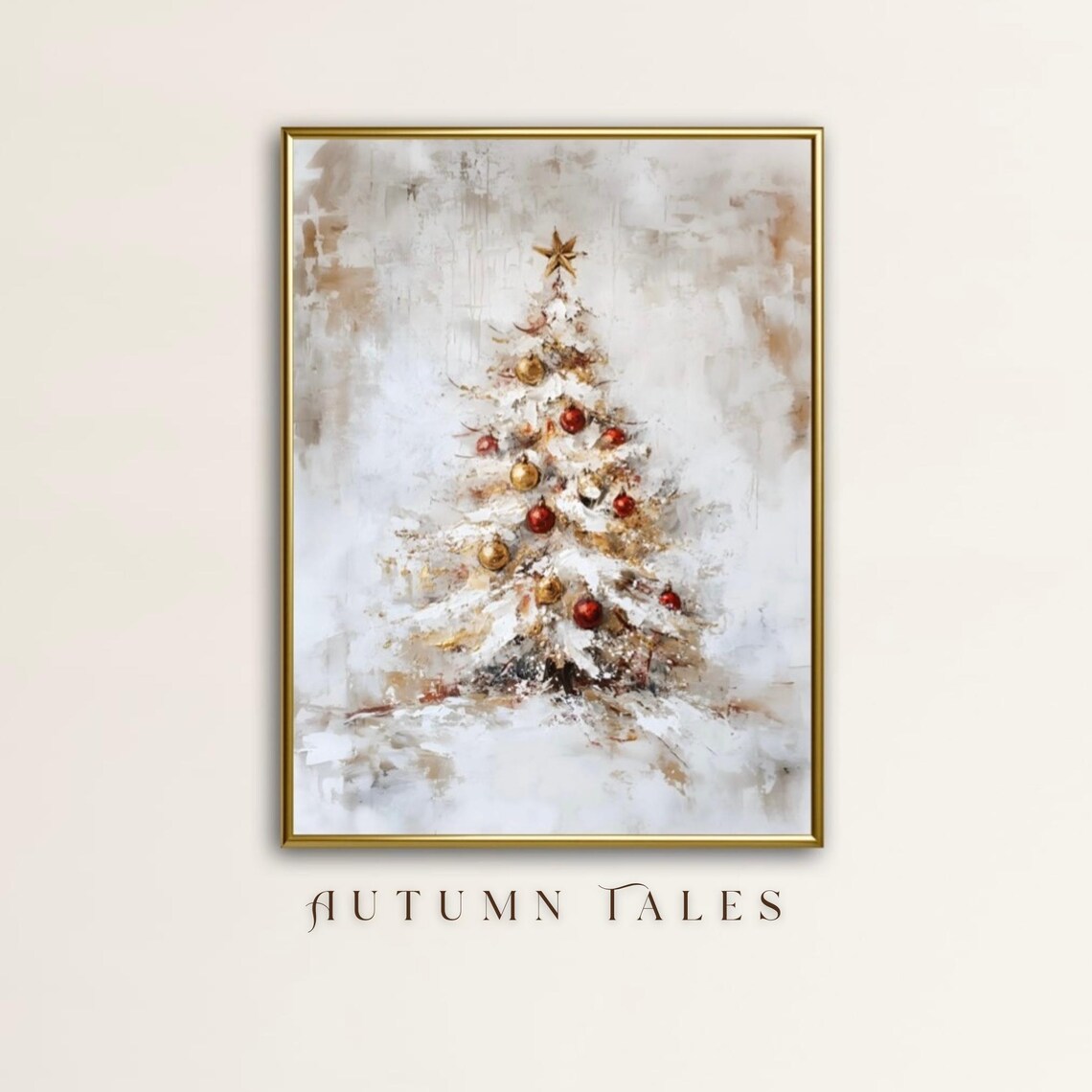 White Christmas Tree Art Print, Moody Minimalist Decor