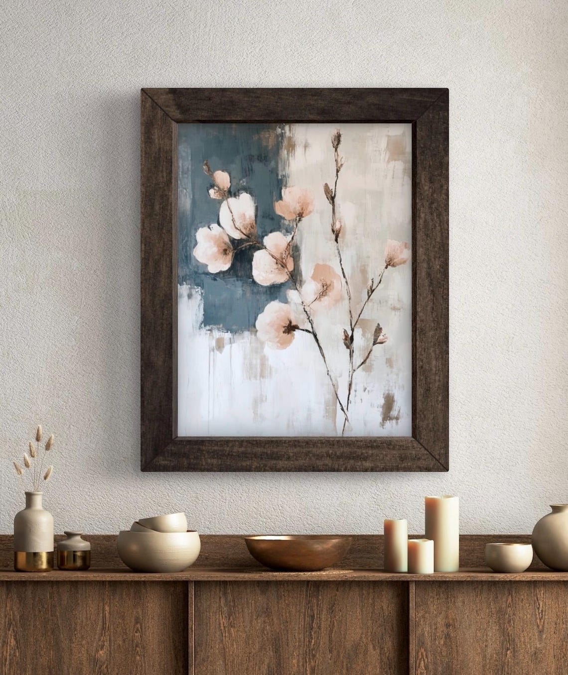 Cotton Branch Abstract Wabi Sabi Minimalist Floral Art Poster - Image 5