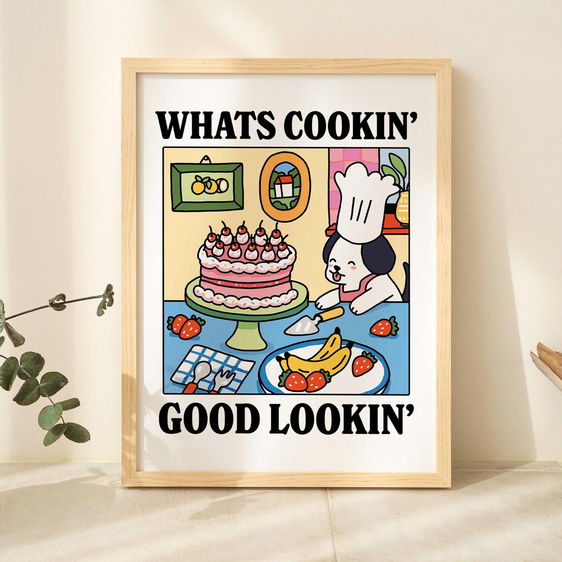 Whats Cookin Good Lookin Dog Kitchen Decor Art Print