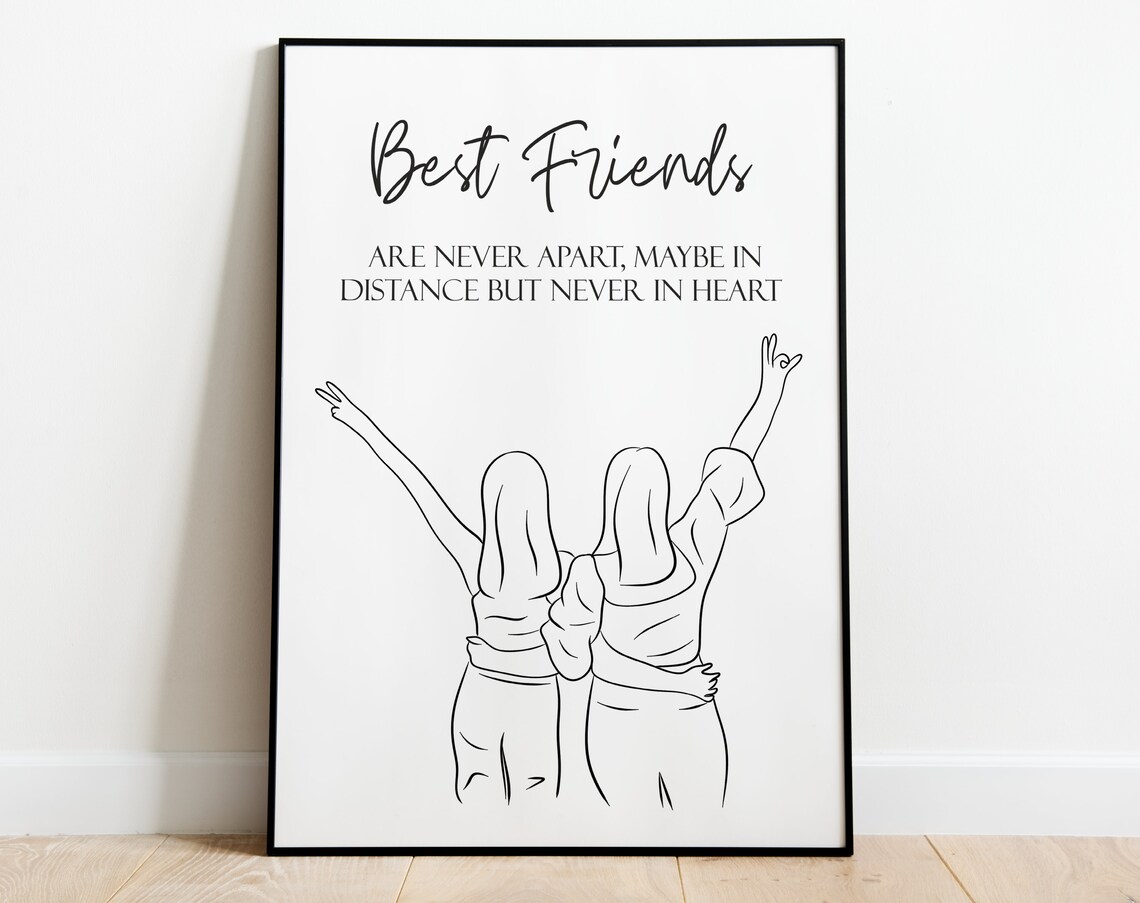 Custom Minimalist Single Line Drawing of Three Friends Poster - Image 4