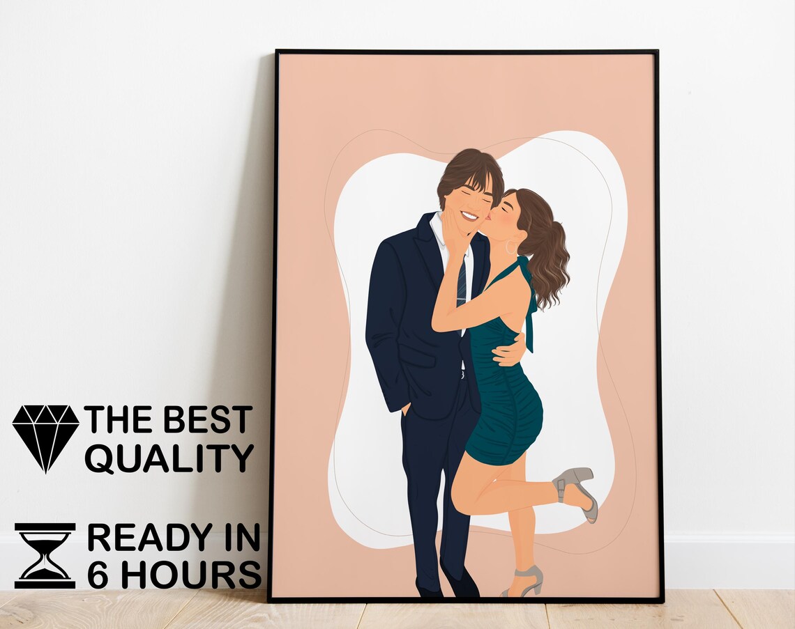 Custom Couple Portrait From Photo, Faceless Gift