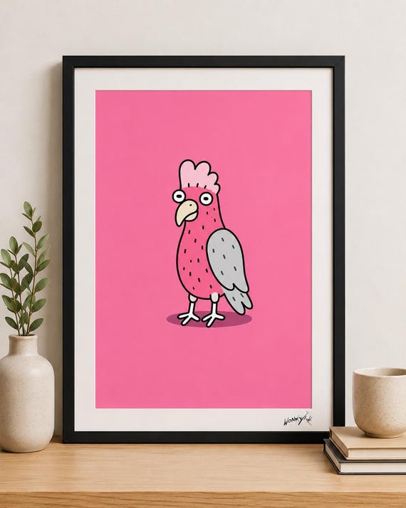 Garry The Galah Poster Digital Art Print Funny And Quirky Artwork