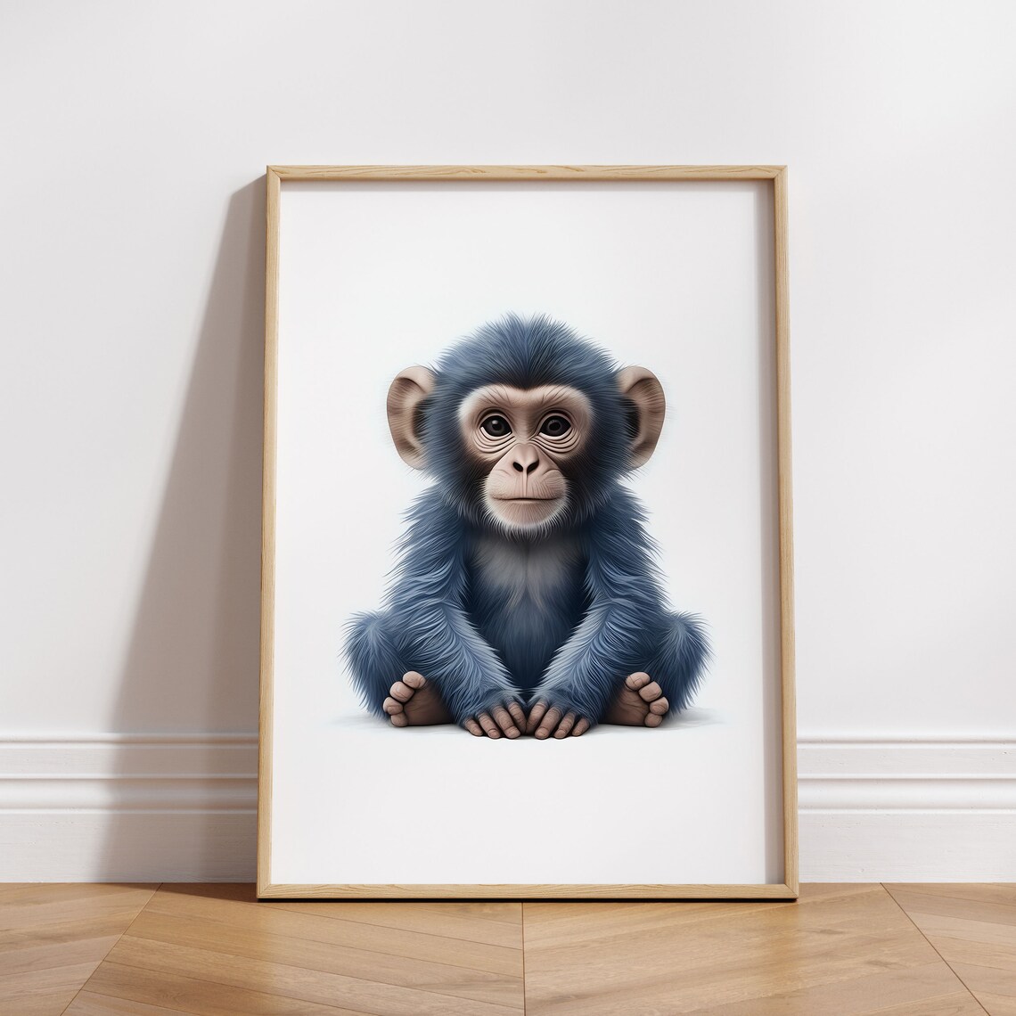 Adorable Fluffy Baby Chimpanzee Sitting Sweet Nursery Animal Poster