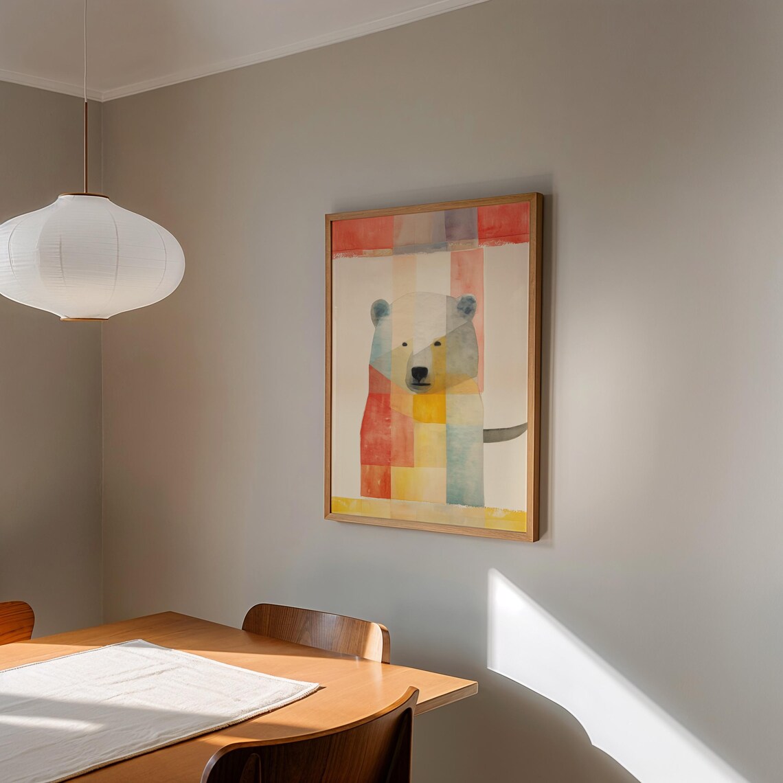 Abstract Geometric Bear Pastel Watercolor Block Nursery Poster - Image 3