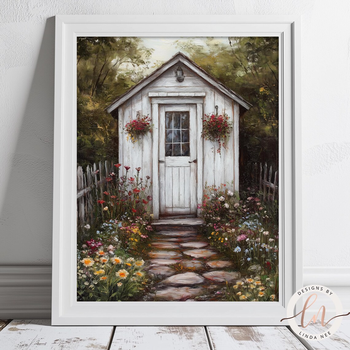 Vintage Garden Cottage, Rustic Farmhouse Art Print - Image 5